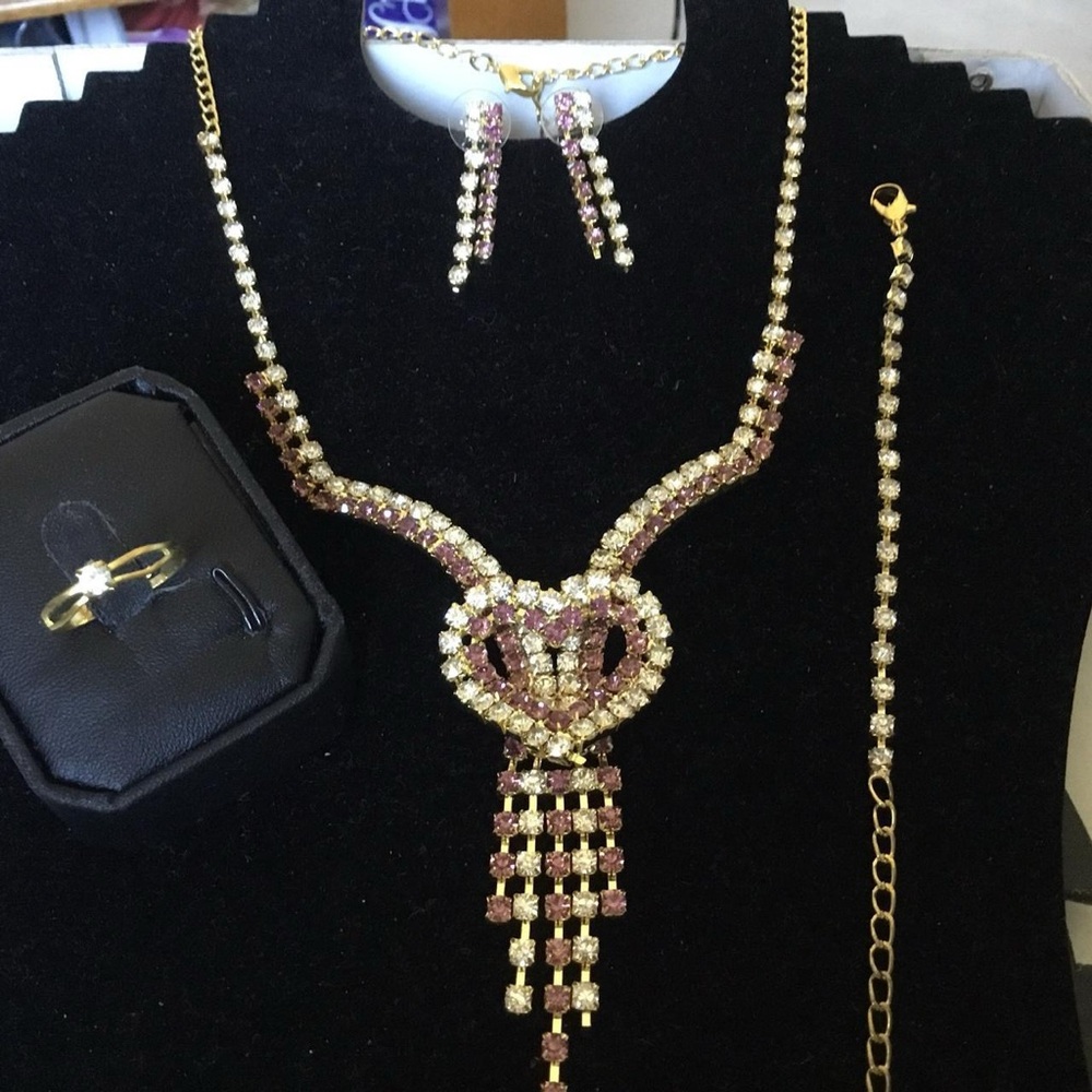 Elegant Gold and Purple Jewelry Set
